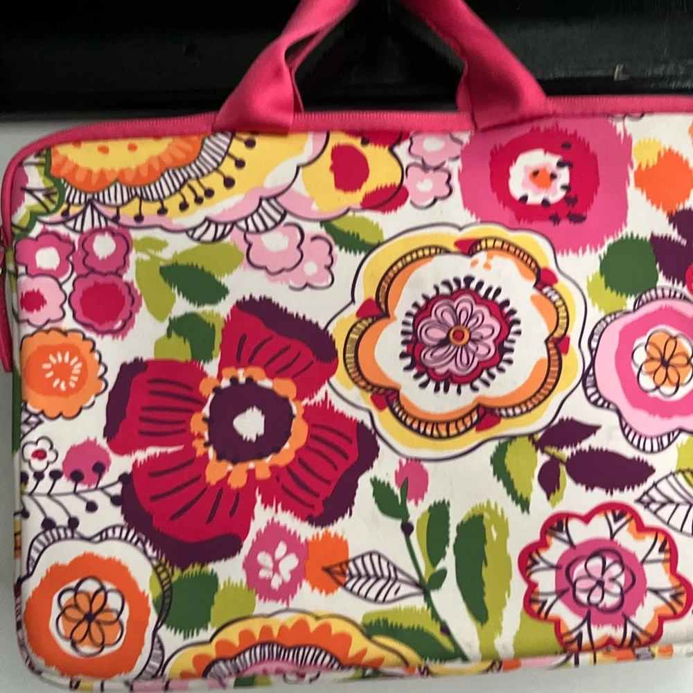 Vera Bradley Pink Multi Floral Tote with Bright Pink Logo Plate